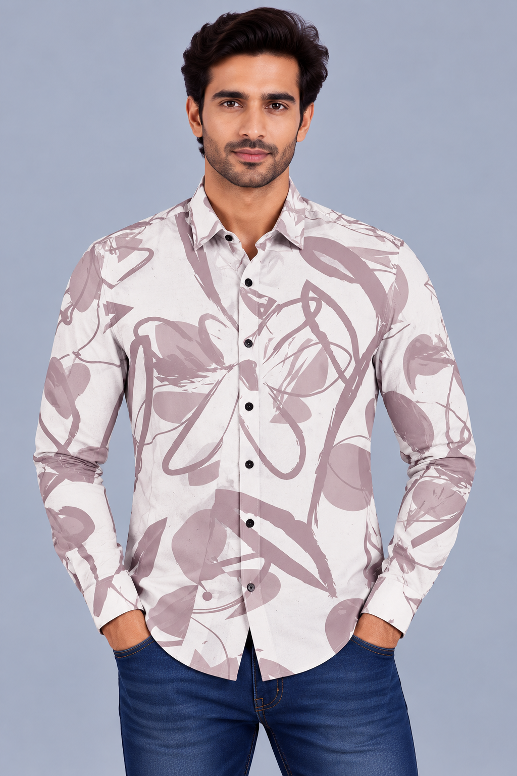 Red & White Printed Casuals Shirt