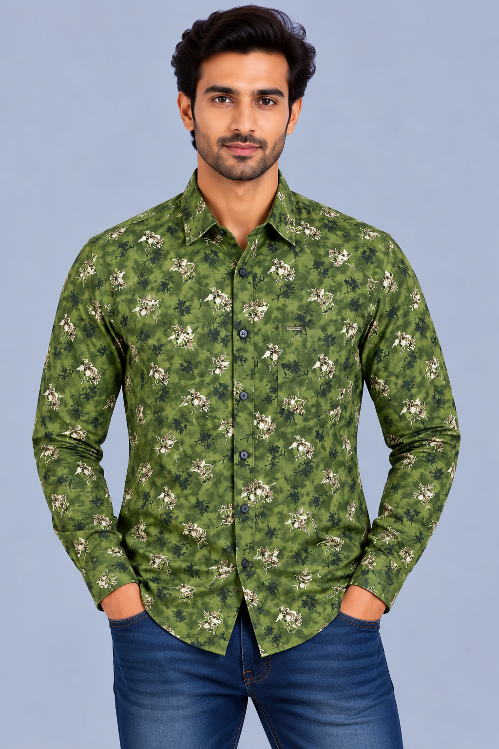 Red & White Printed Casuals Shirt