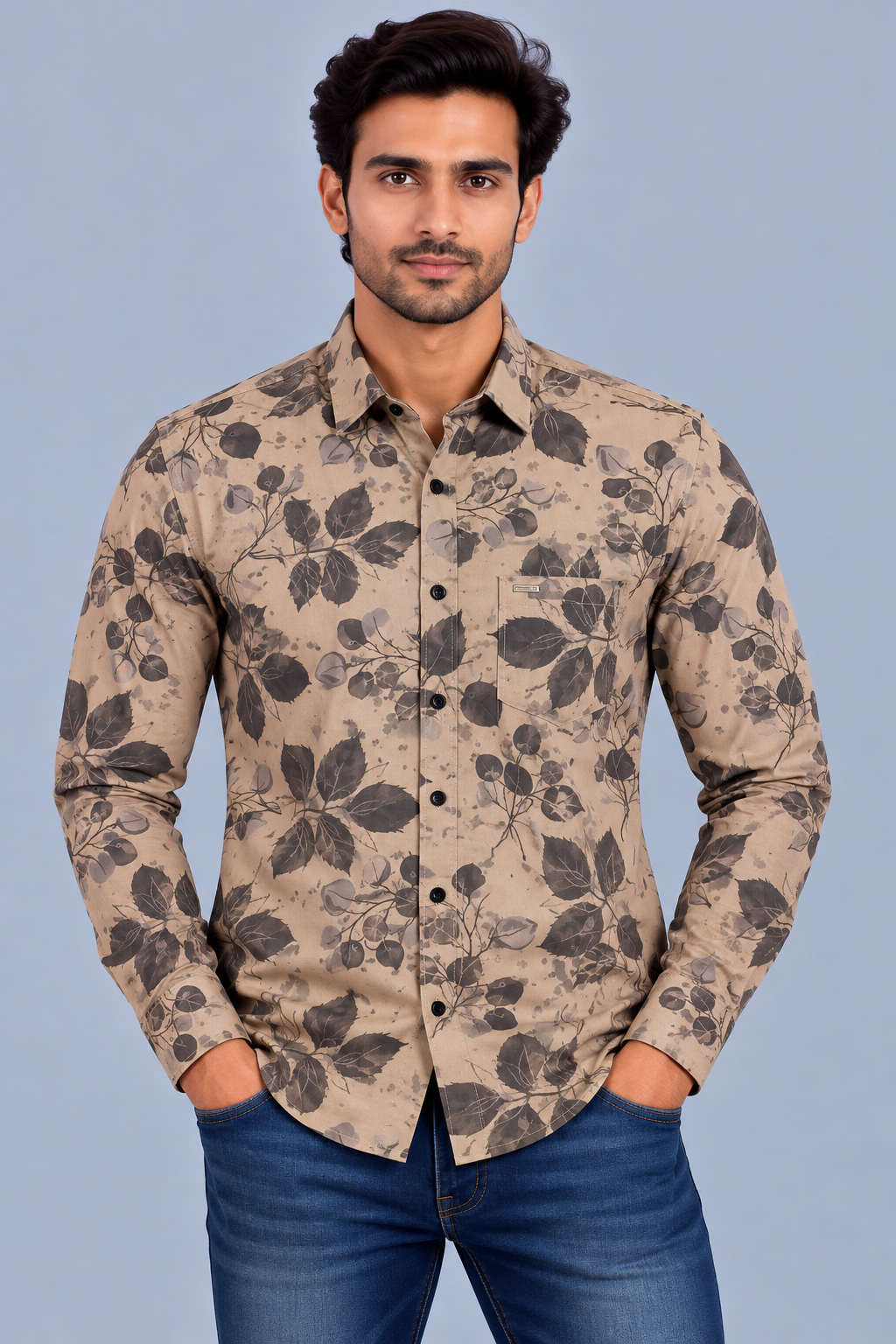 Red & White Printed Casuals Shirt