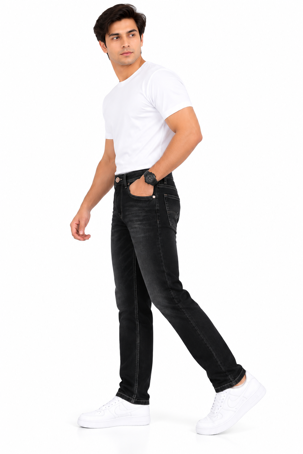 9PIXEL- Narrow-Fit Denim Jeans