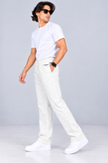 ESCURVY -  Men Regular-Fit White Cotton Pant
