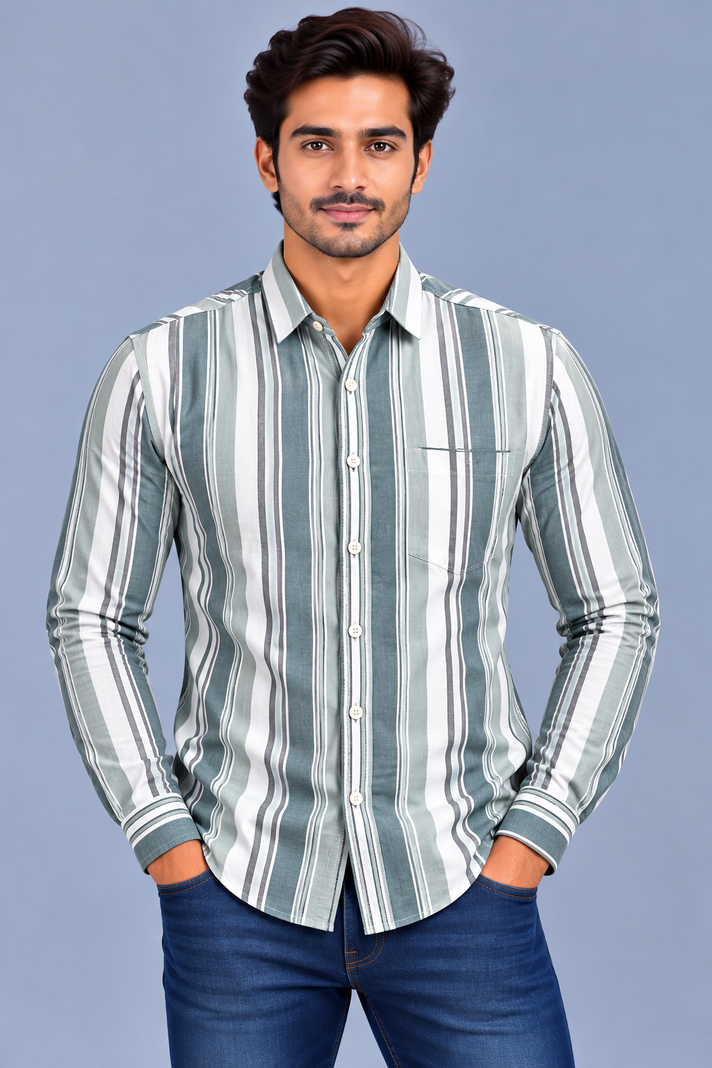 Red & White Stripes Casual Shirt