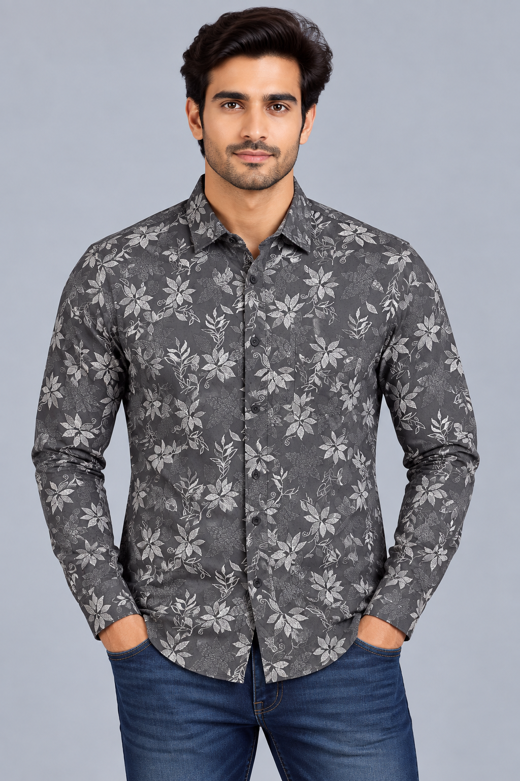 Red & White Printed Casuals Shirt
