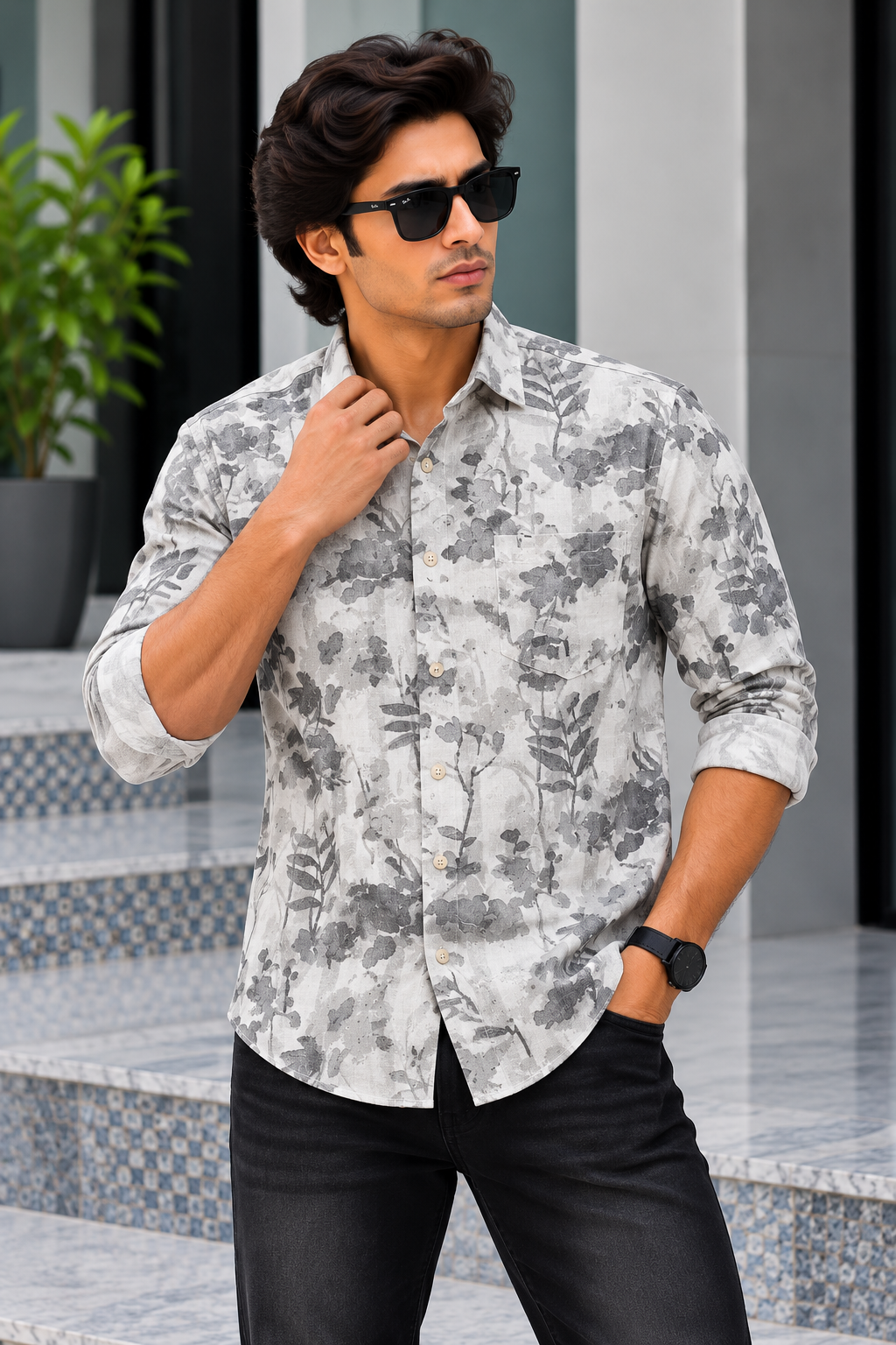 RED & WHITE -  Printed Casual Shirts