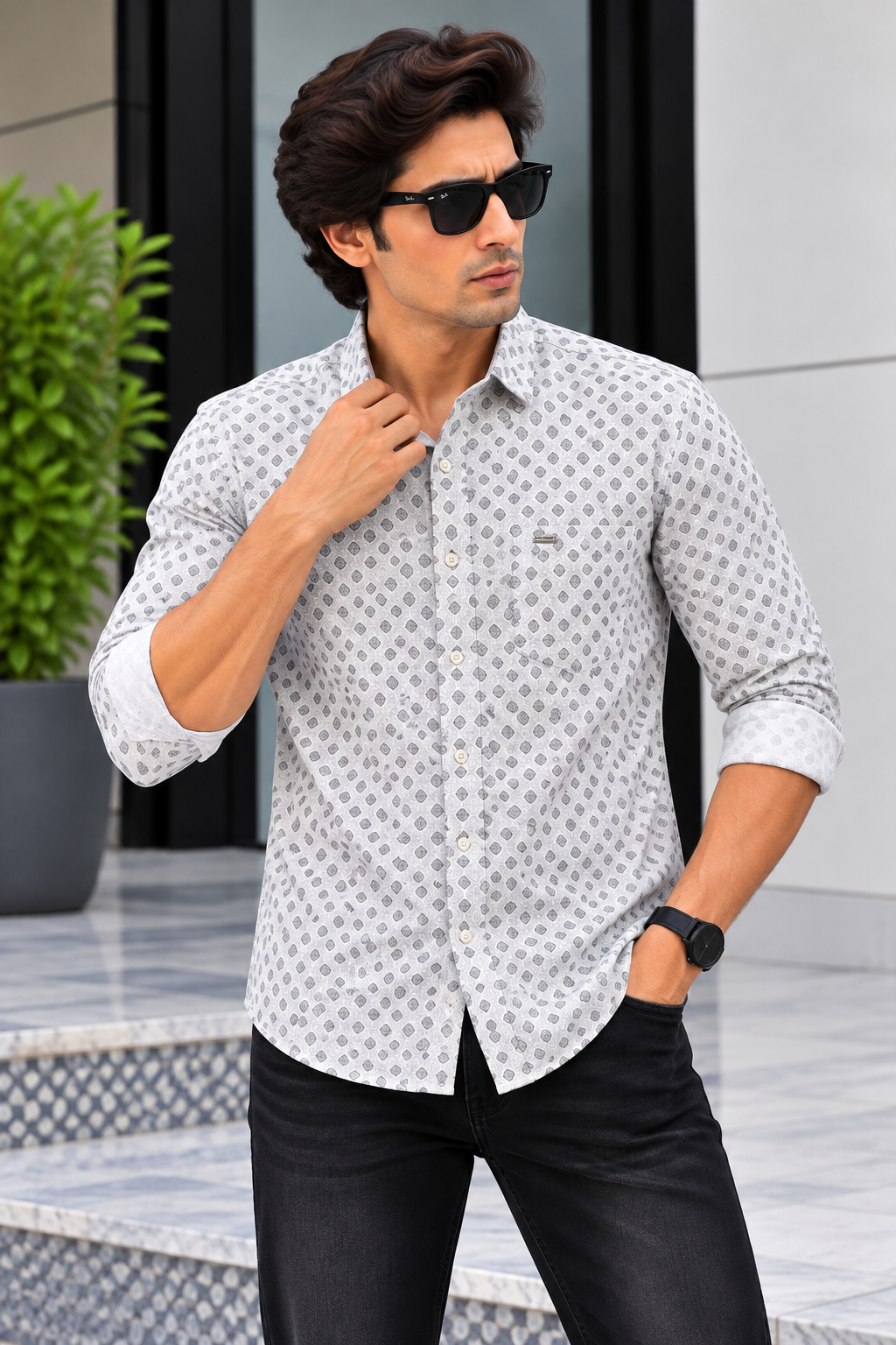 RED & WHITE -  Printed Casual Shirts