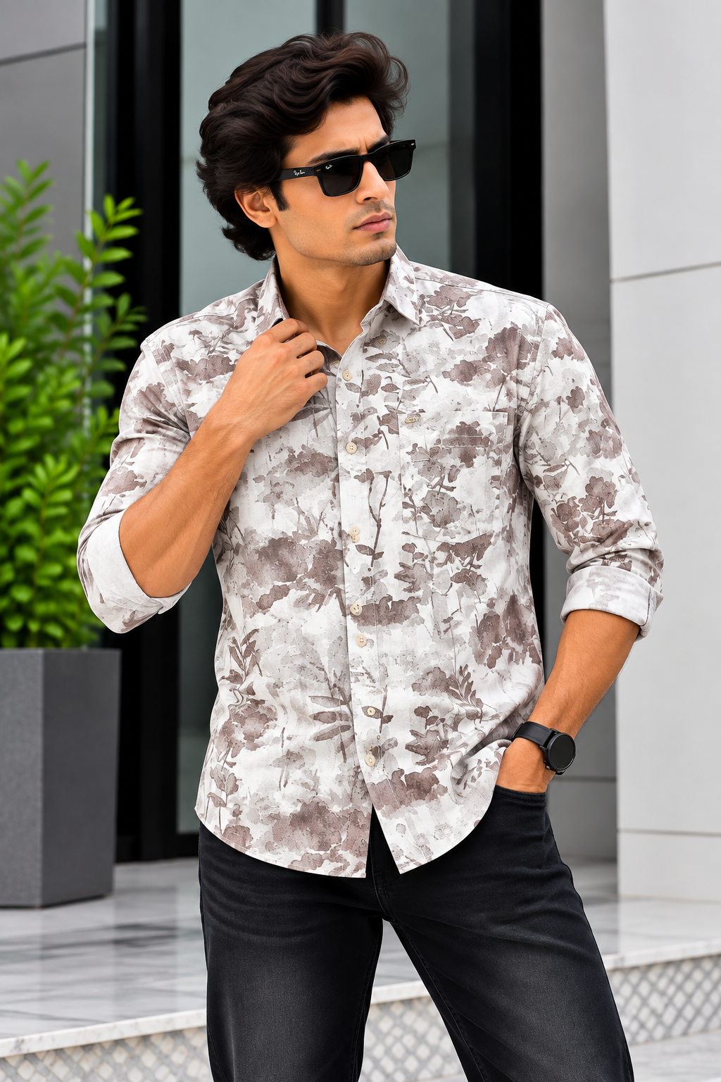 RED & WHITE -  Printed Casual Shirts