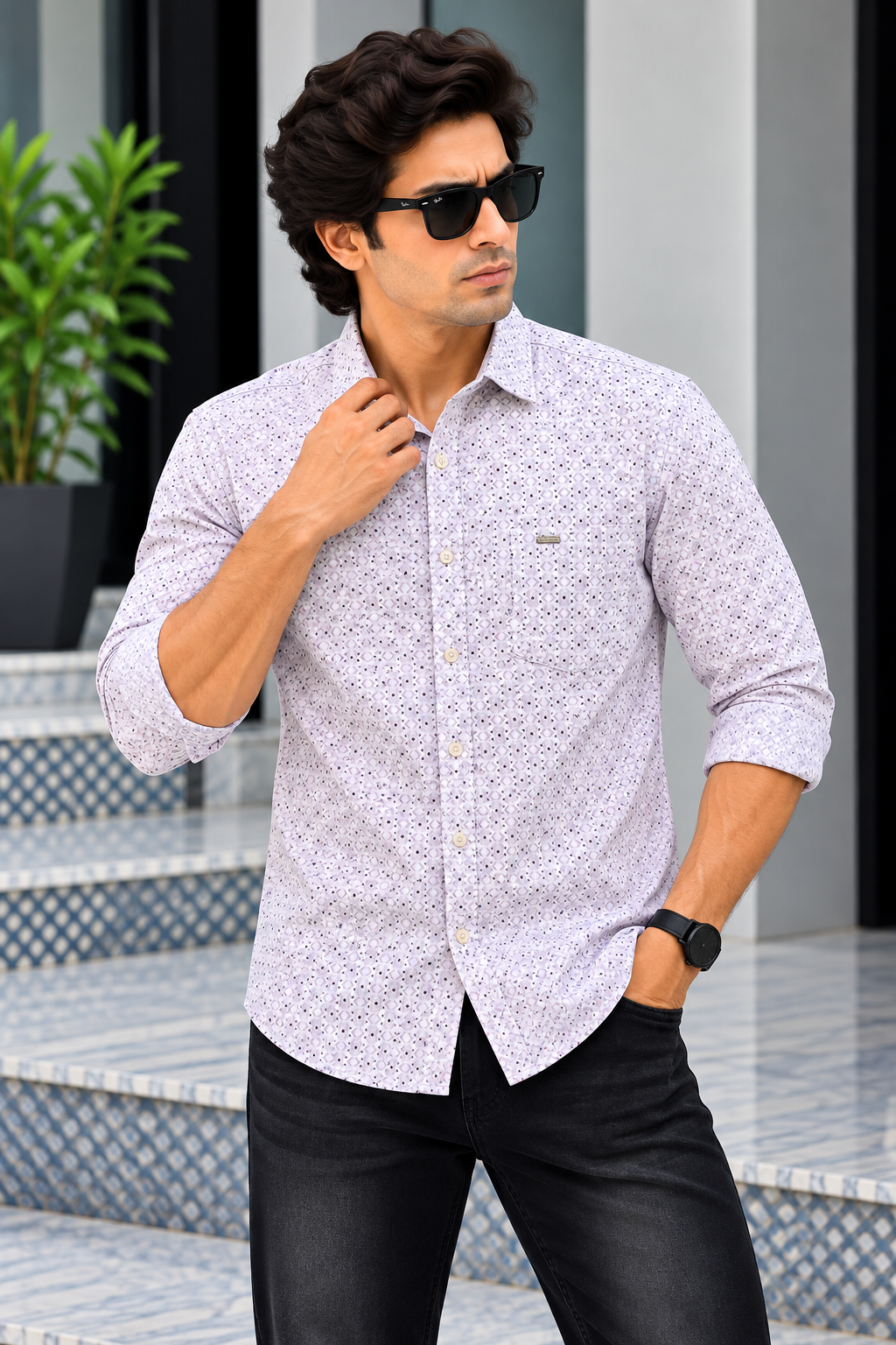 RED & WHITE -  Printed Casual Shirts