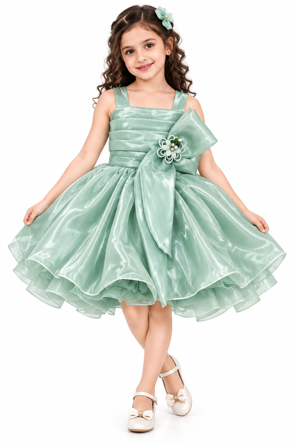 🌿 Mint Pearl Princess Dress