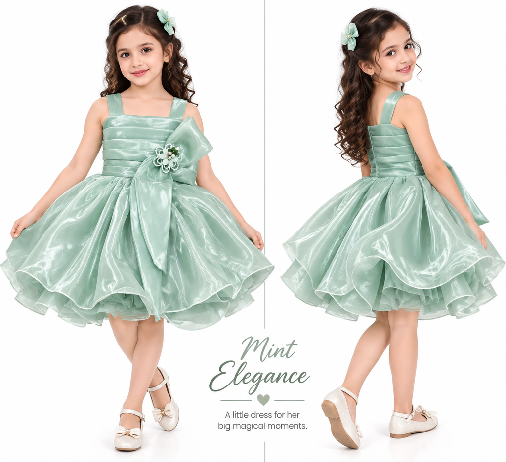 🌿 Mint Pearl Princess Dress