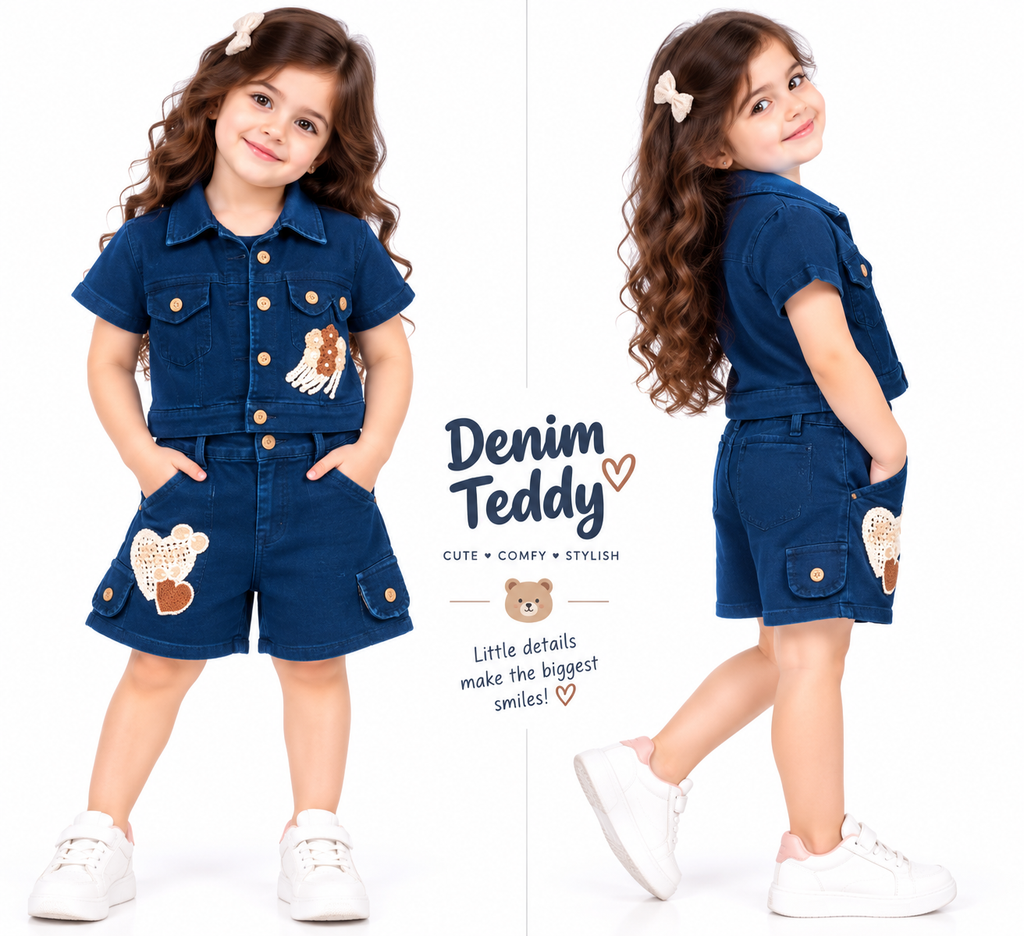 💙 Denim Teddy Charm Set