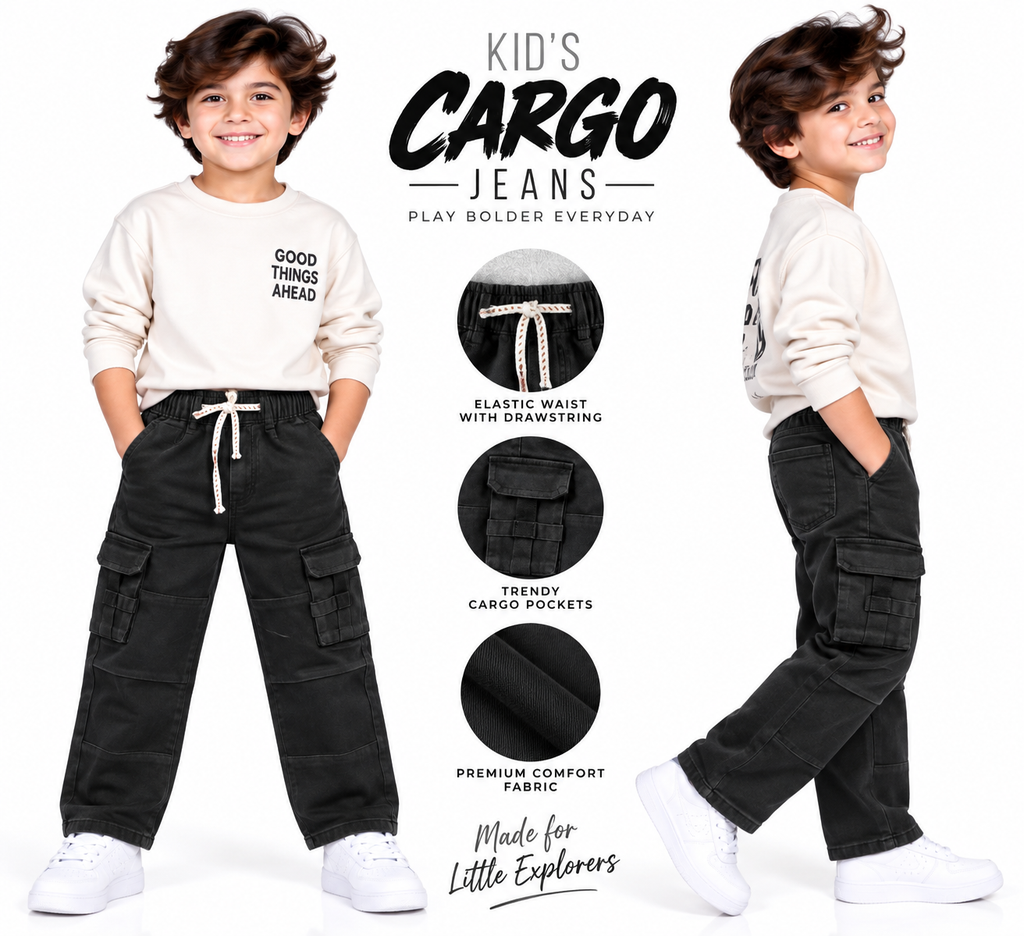 Black Utility Cargo Jeans 🖤✨