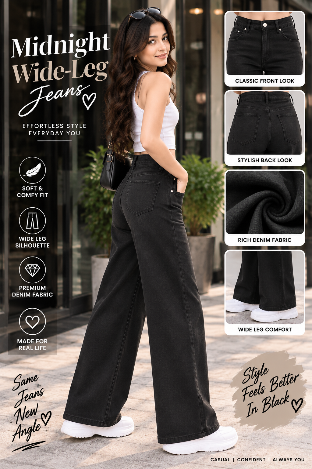 Midnight Wide-Leg Jeans