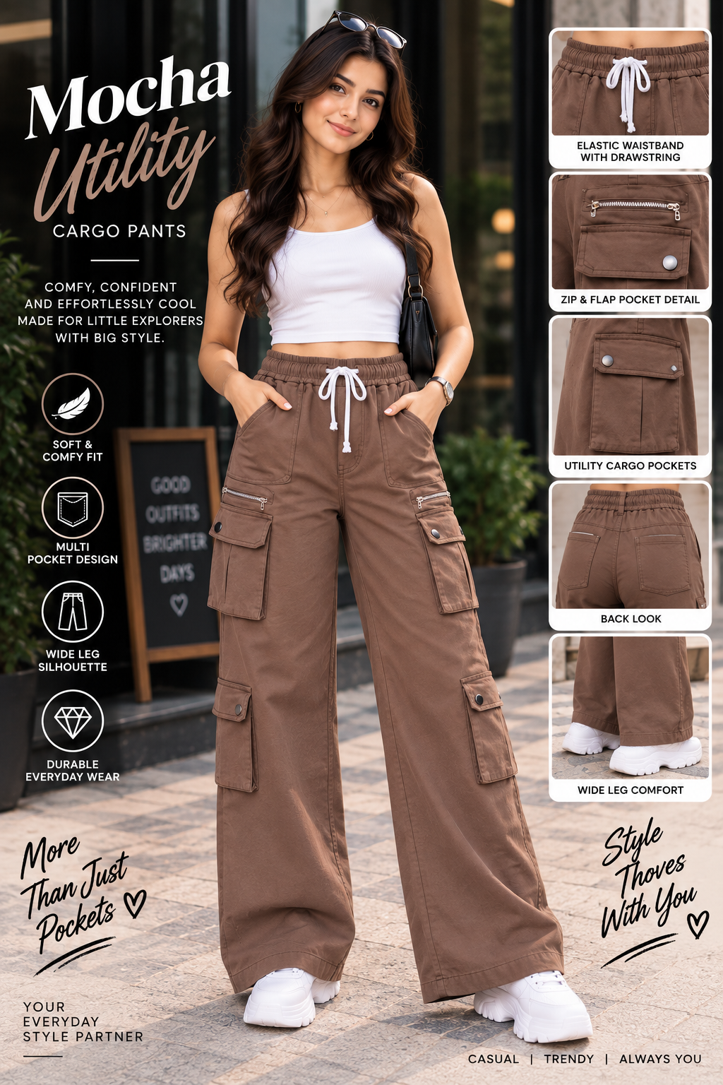 Mocha Utility Cargo Pants