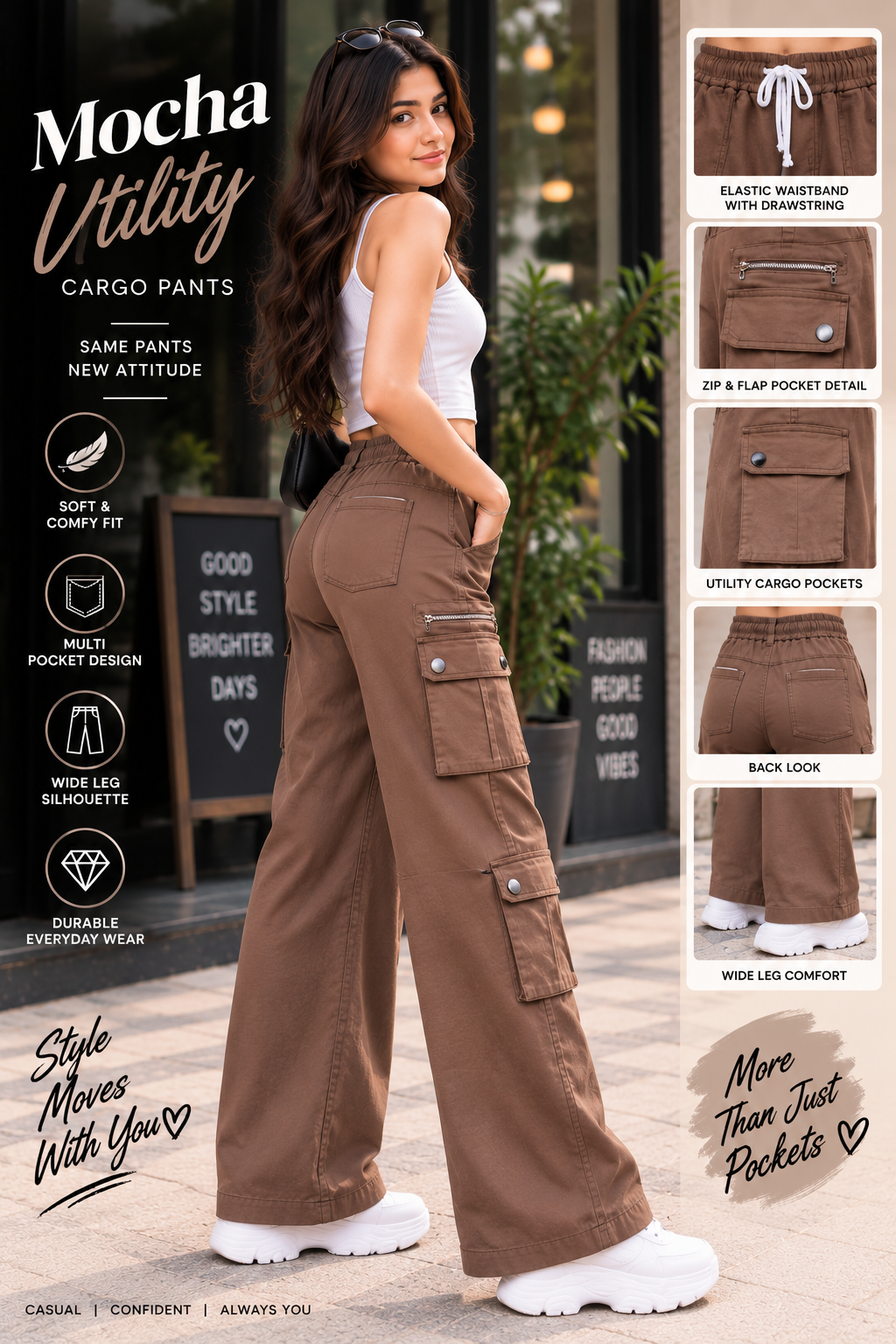 Mocha Utility Cargo Pants