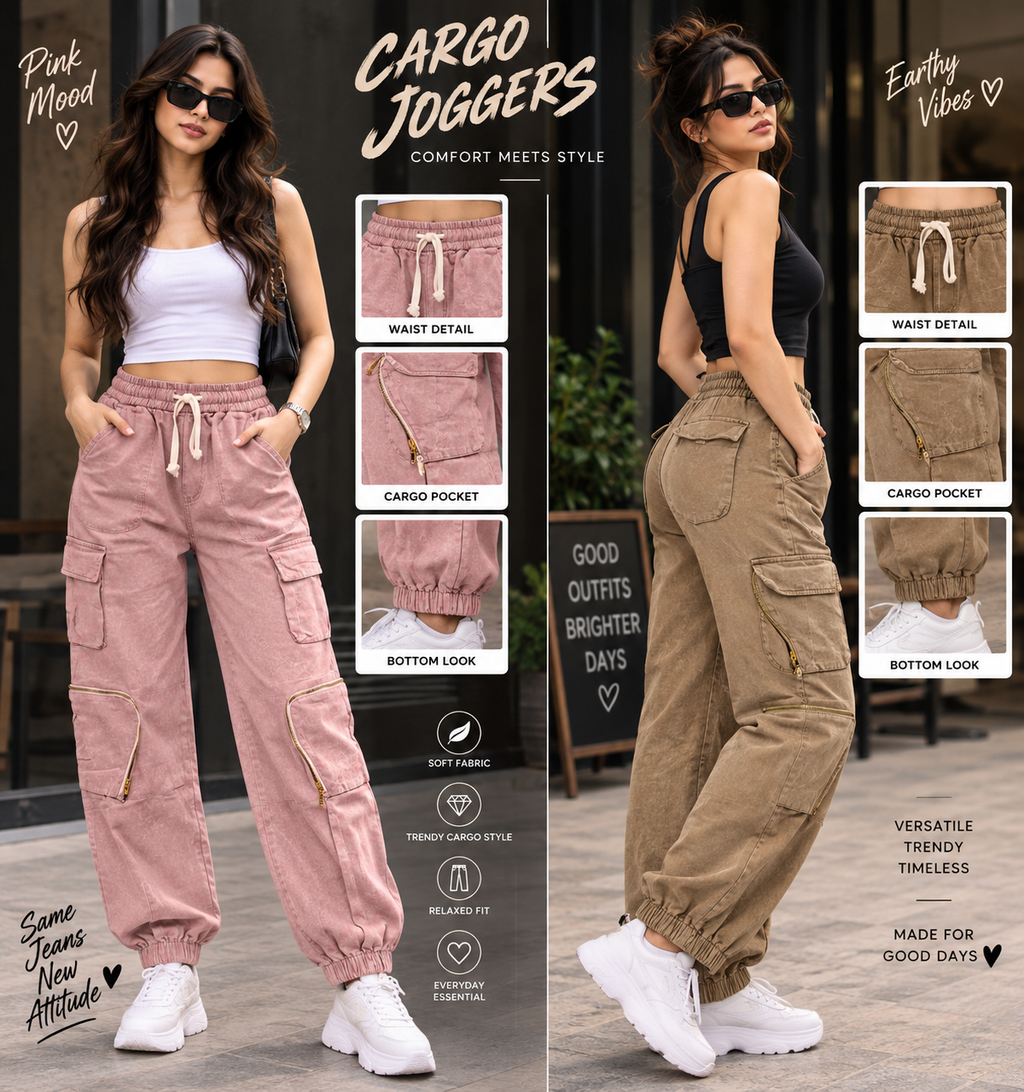 Blush Street Cargo Joggers