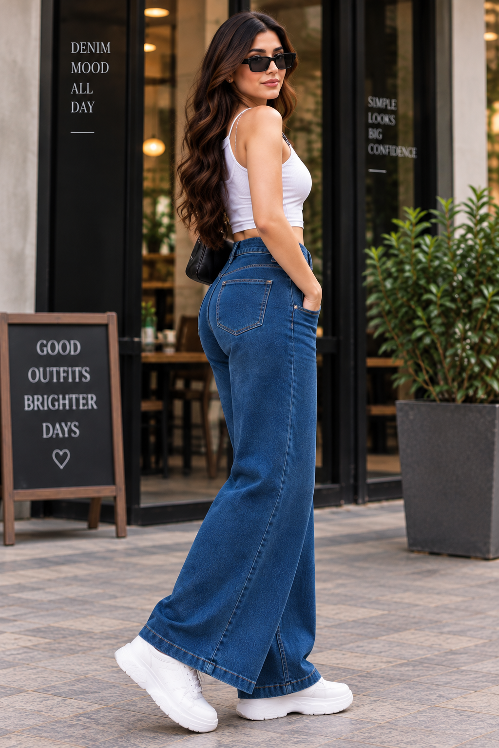 Classic Indigo Wide-Leg Jeans