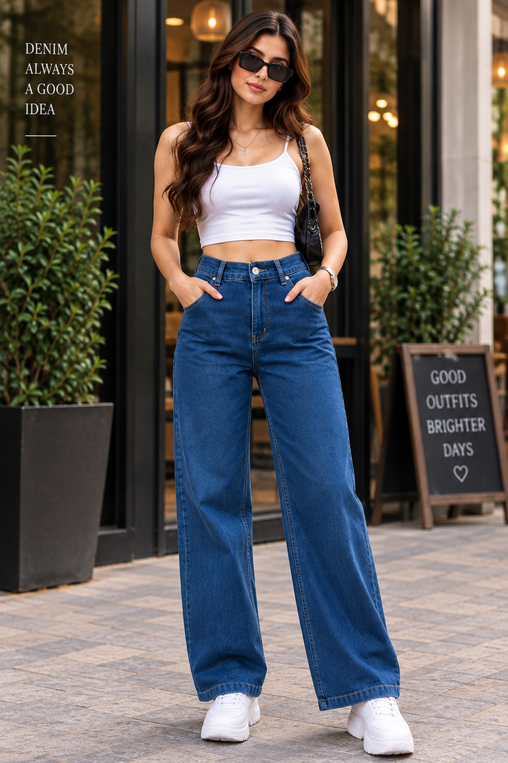 Classic Indigo Wide-Leg Jeans
