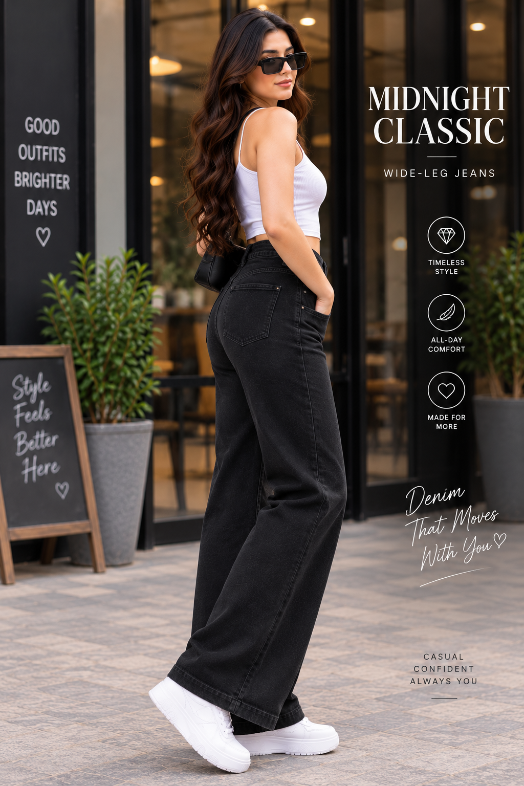 Midnight Classic Wide-Leg Jeans