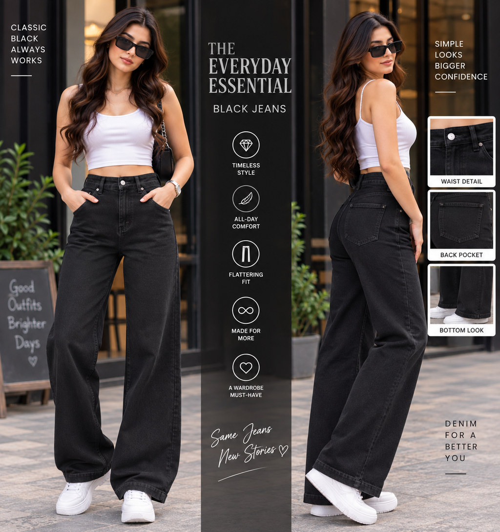 Midnight Classic Wide-Leg Jeans