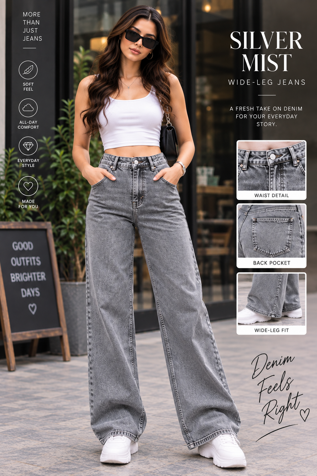 Silver Mist Wide-Leg Jeans