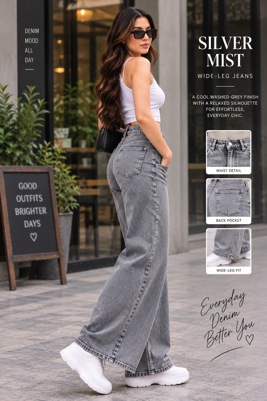 Silver Mist Wide-Leg Jeans