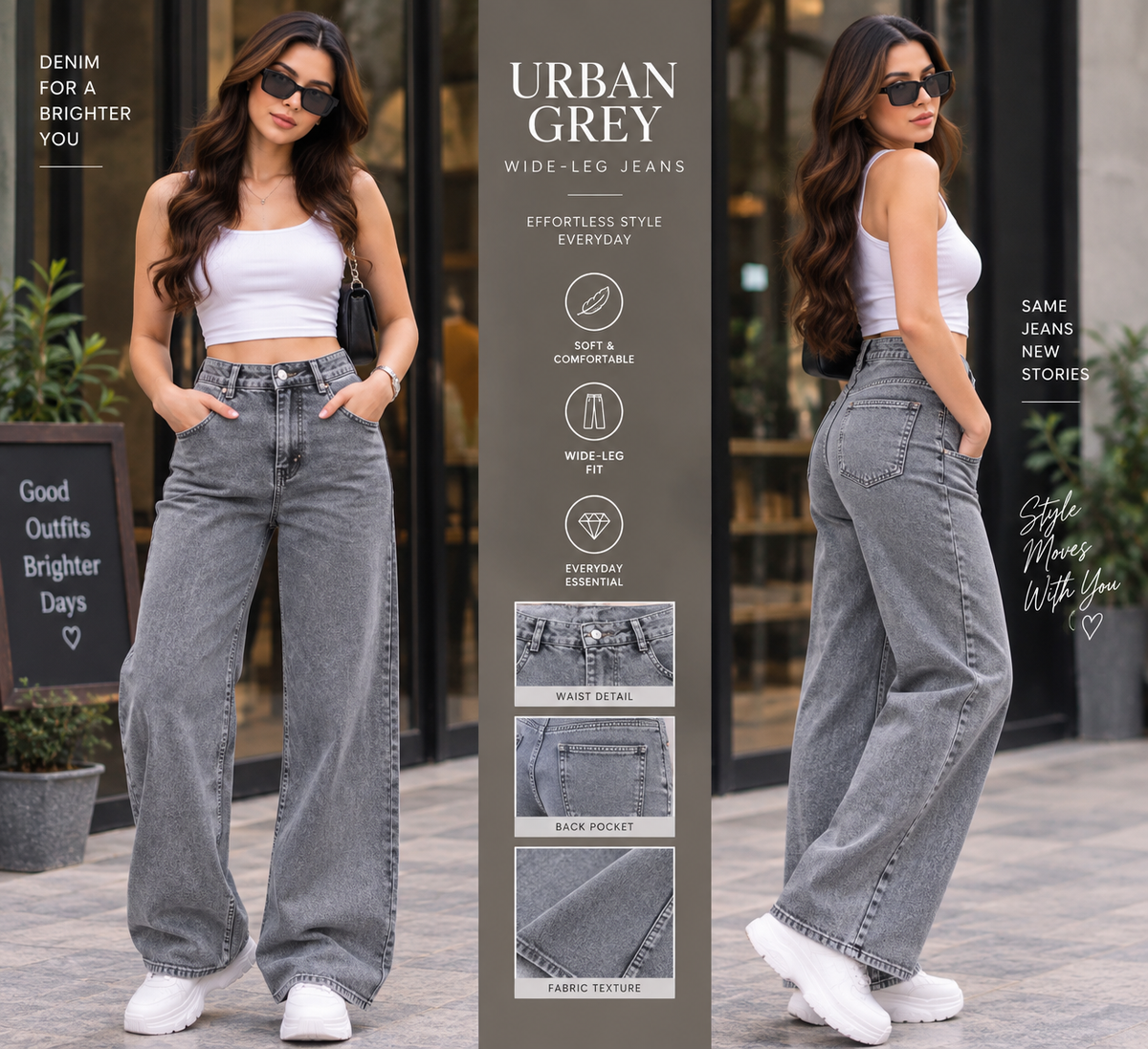 Silver Mist Wide-Leg Jeans