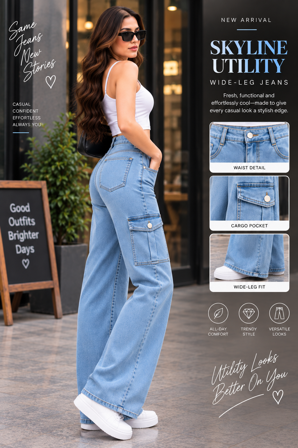 Skyline Utility Wide-Leg Jeans