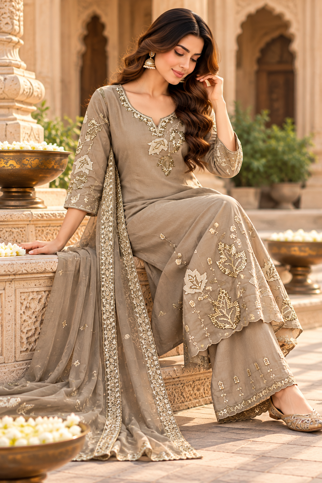 ✨ Meher Luxe Embroidered Kurti Set