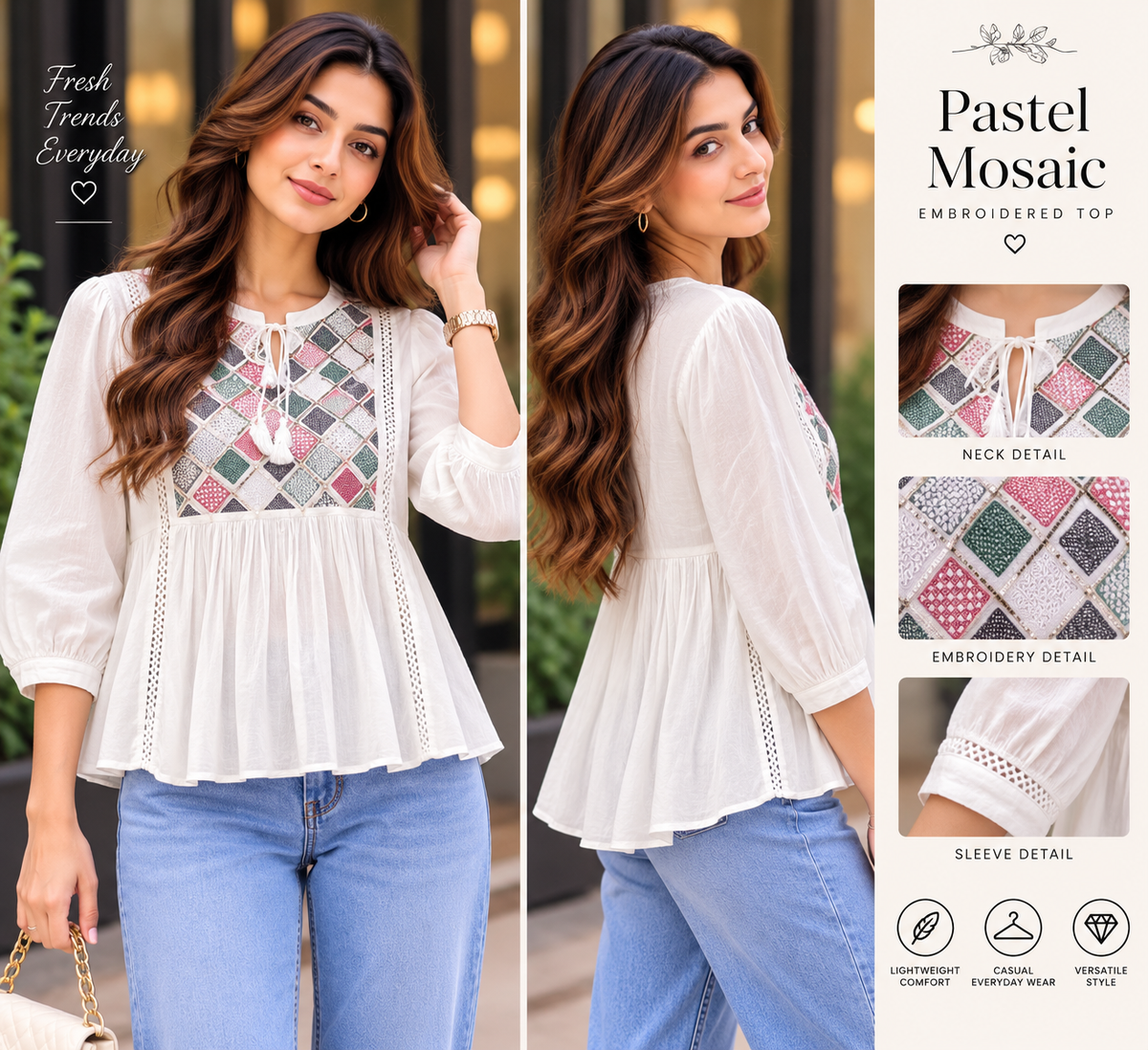Urban Mosaic Peplum Top