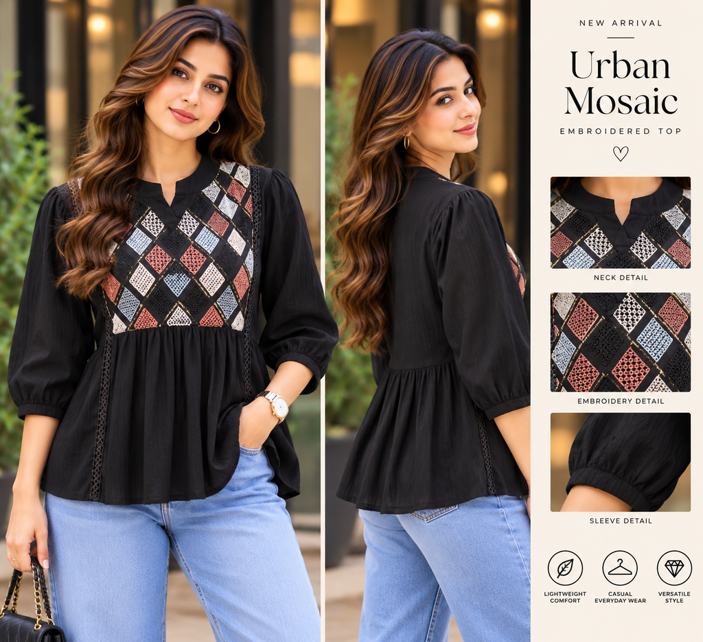 Urban Mosaic Peplum Top