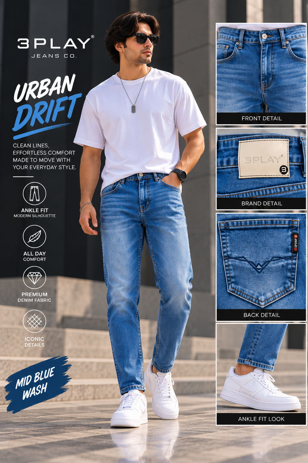 3PLAY — DENIM DRIFT ANKLE-FIT JEANS