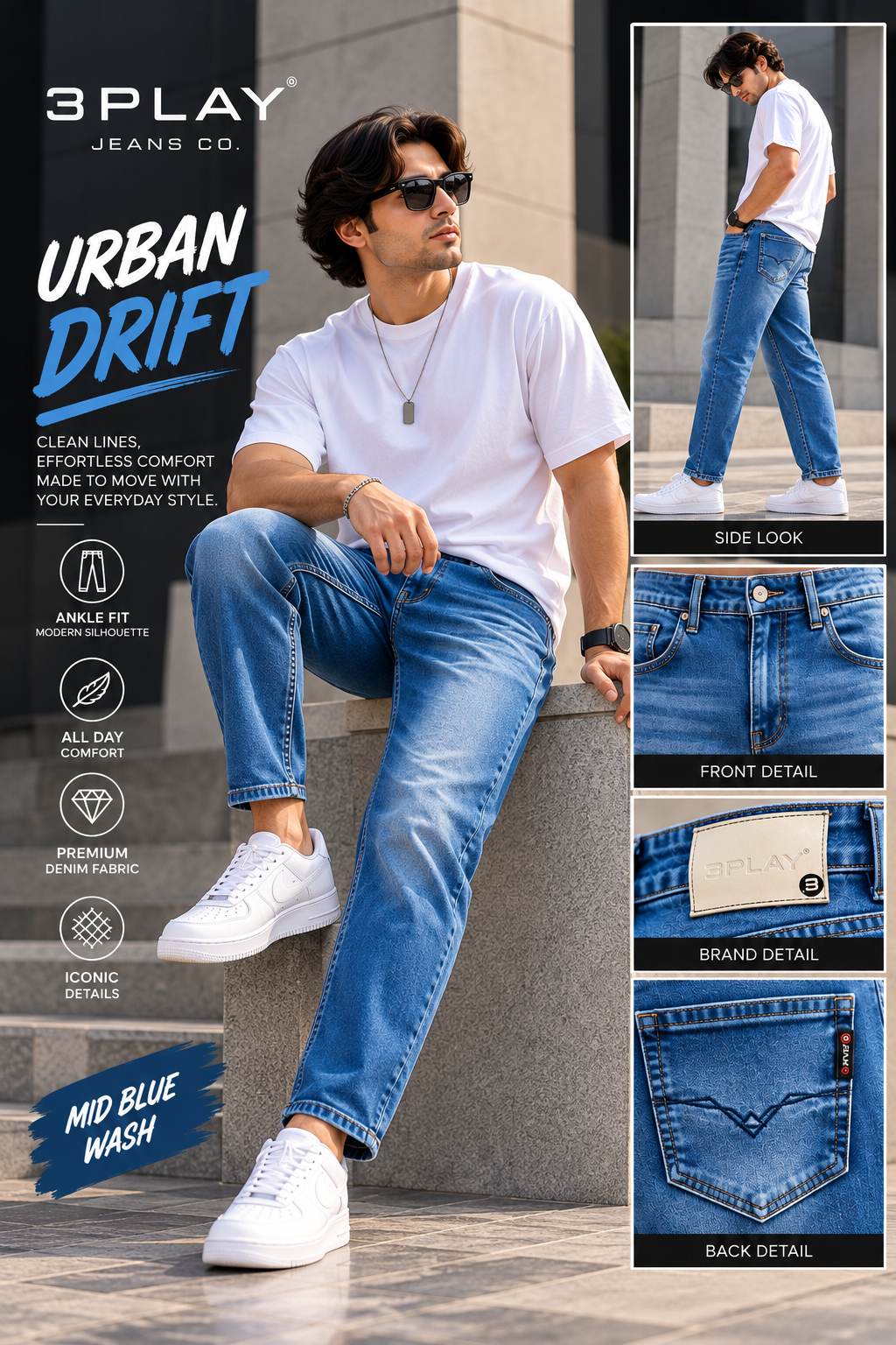 3PLAY — DENIM DRIFT ANKLE-FIT JEANS