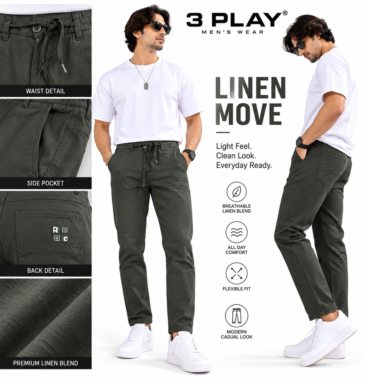 3 PLAY — Coastal Ease Linen Mom-fit Pants