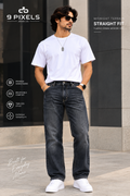 9 PIXEL — Midnight Terrain RAW WASH Denim Straight-fit Jeans