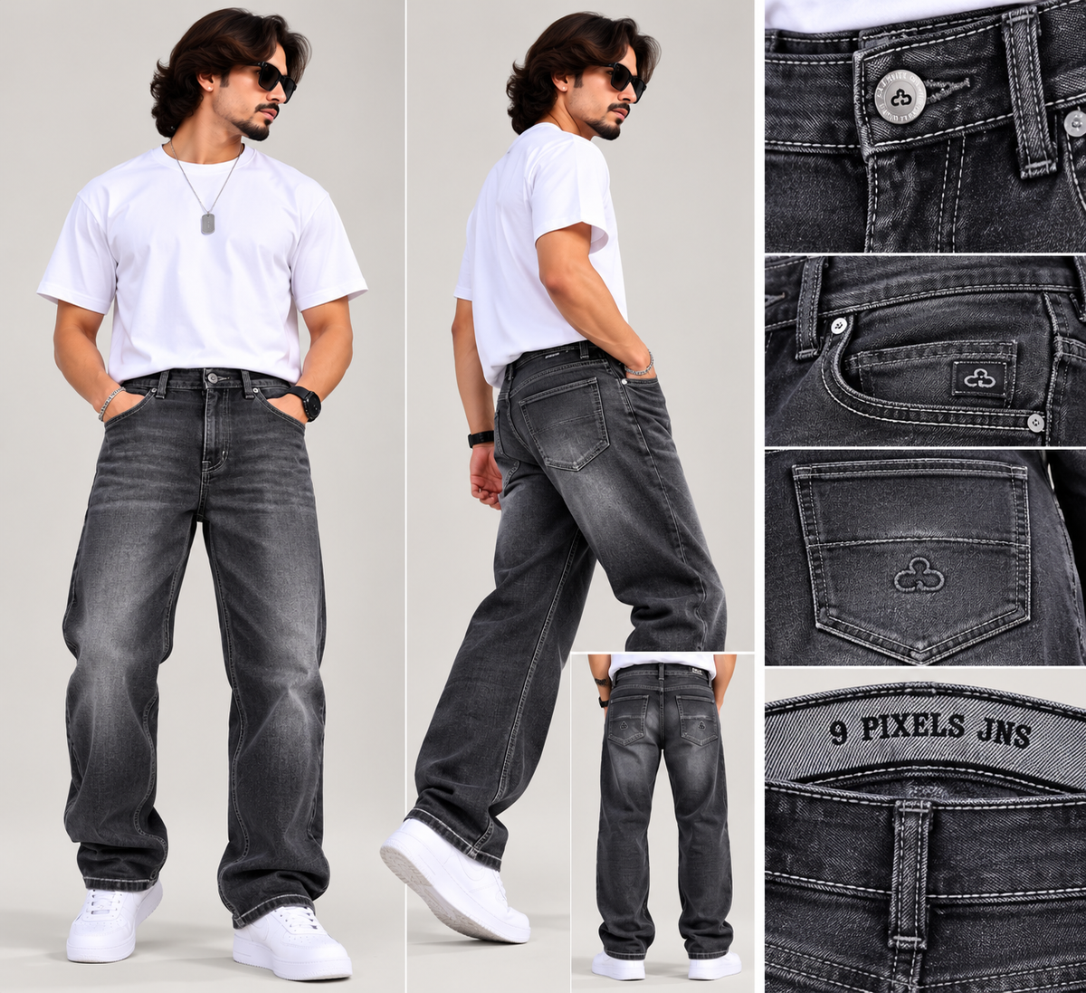 9 PIXELS — Shadow Drift Regular-fit Jeans