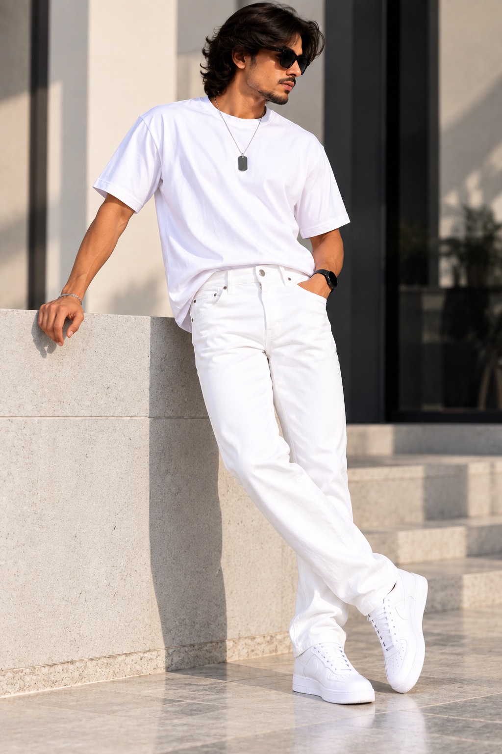 KAVIS DENIM — White Aura Narrow-fit Jeans