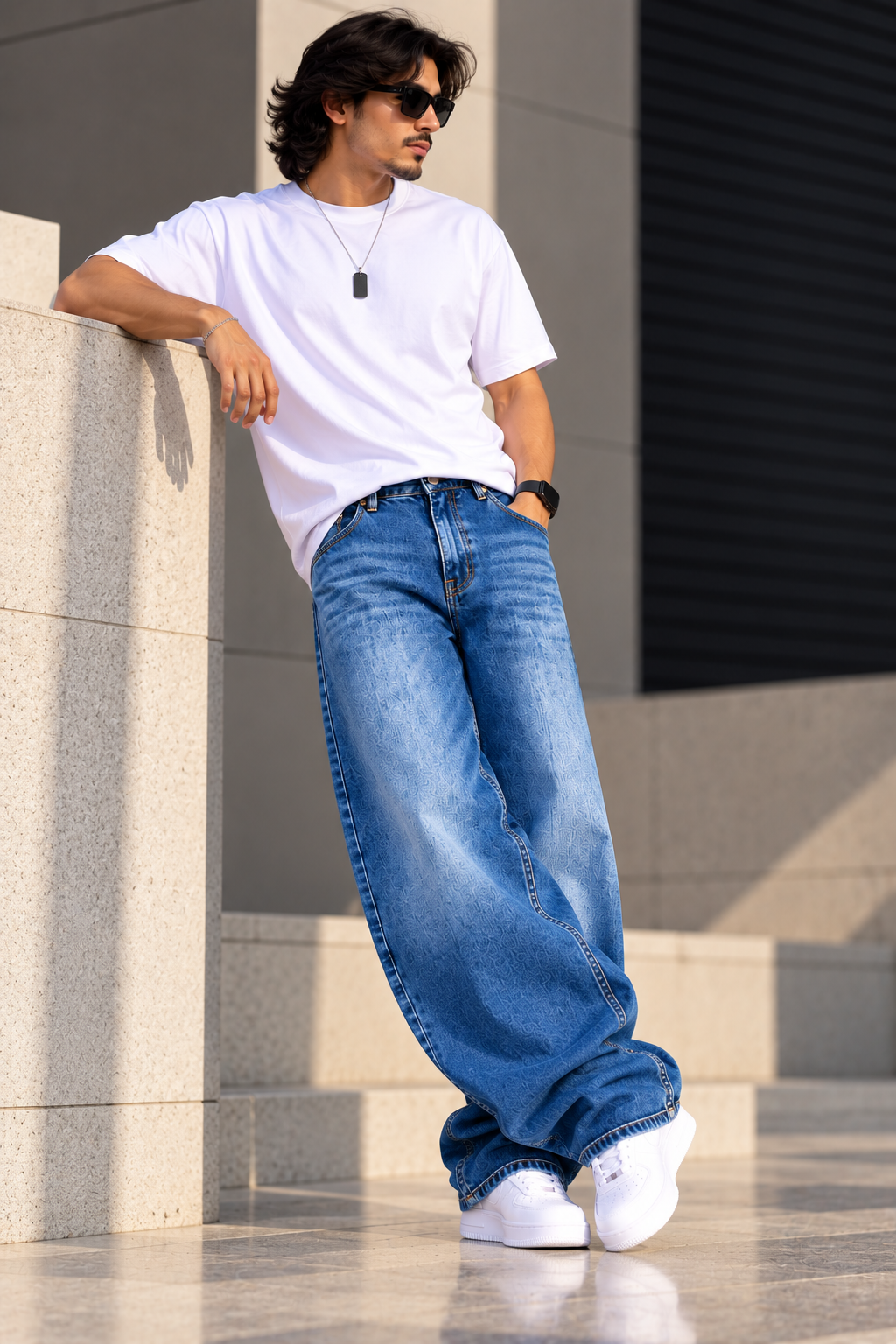KAVIS DENIM — Indigo Ease Baggy-fit Jeans