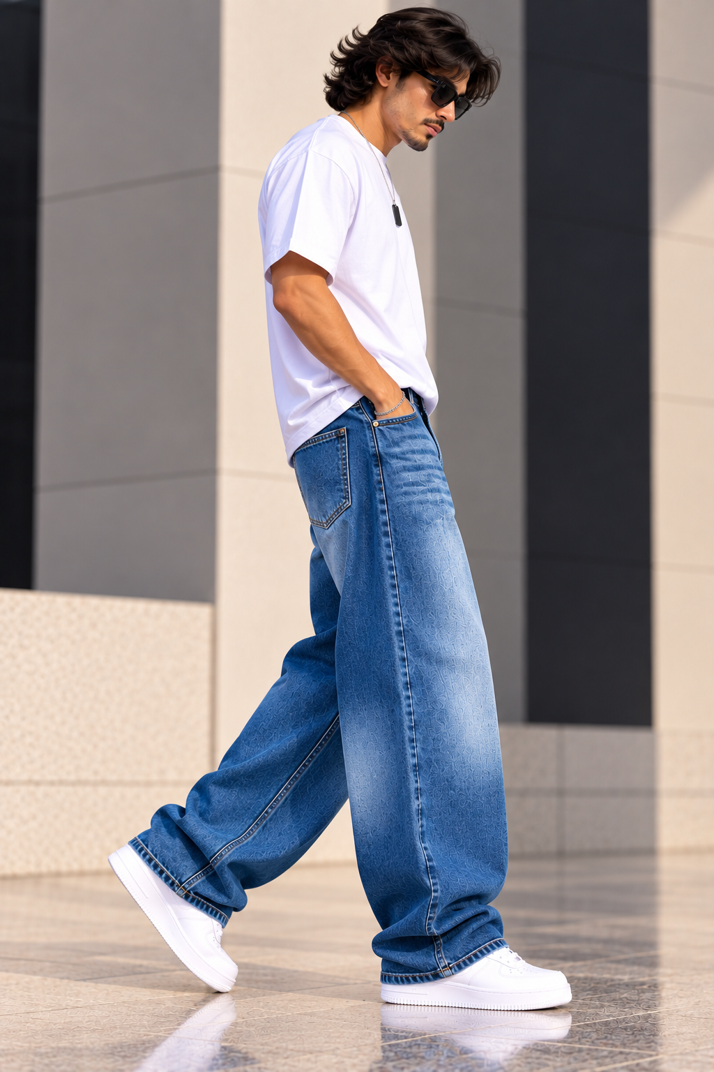 KAVIS DENIM — Indigo Ease Baggy-fit Jeans