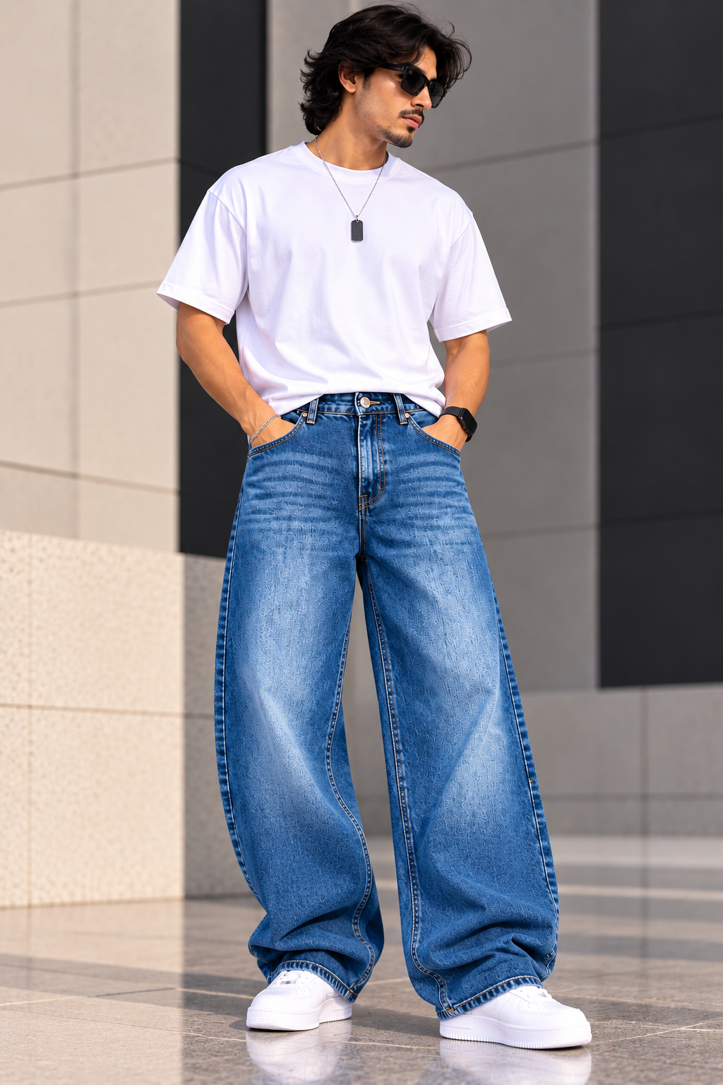 KAVIS DENIM — Indigo Ease Baggy-fit Jeans