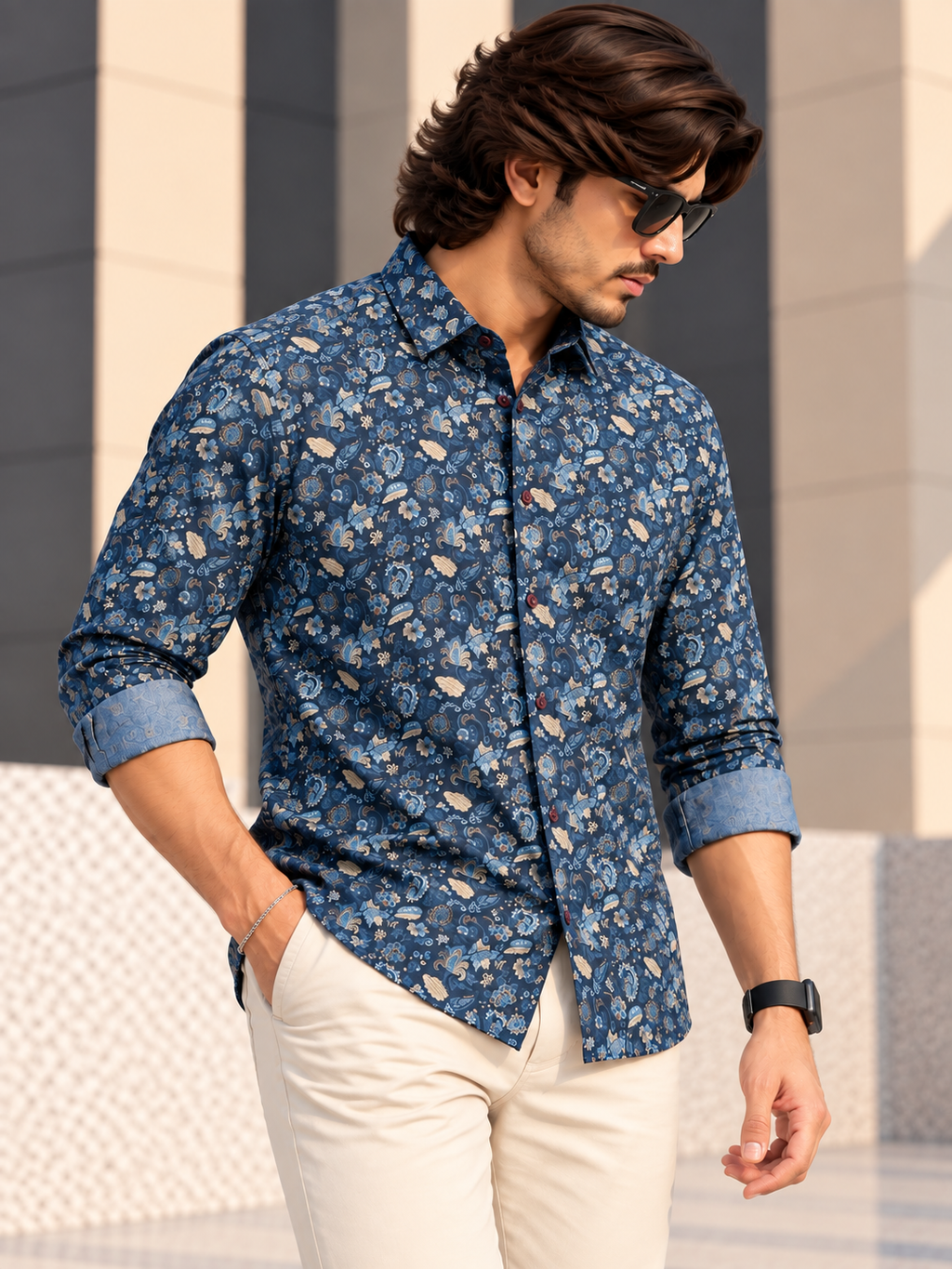 LawmanPg3 – Azure Paisley Regular Fit Shirt