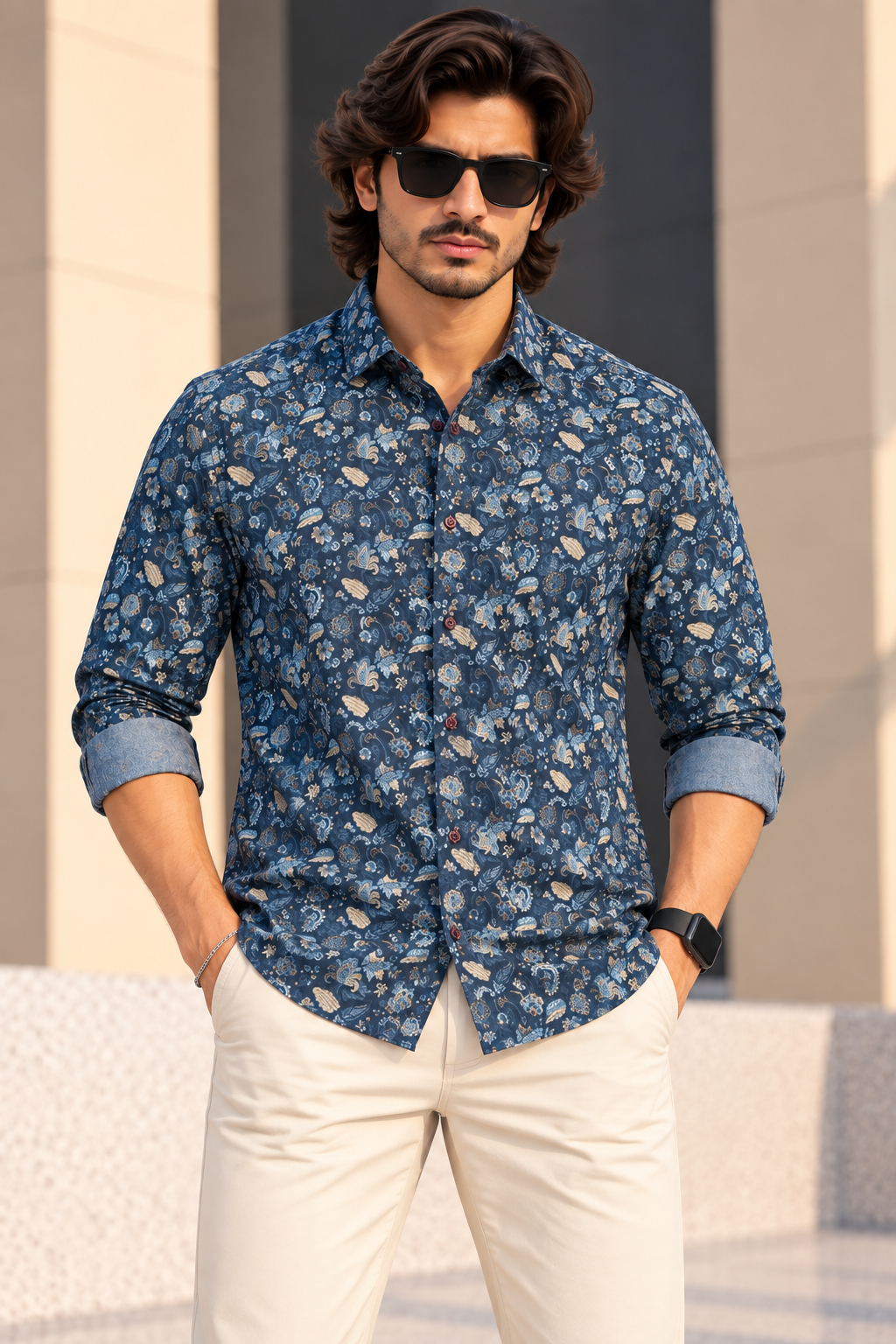 LawmanPg3 – Azure Paisley Regular Fit Shirt