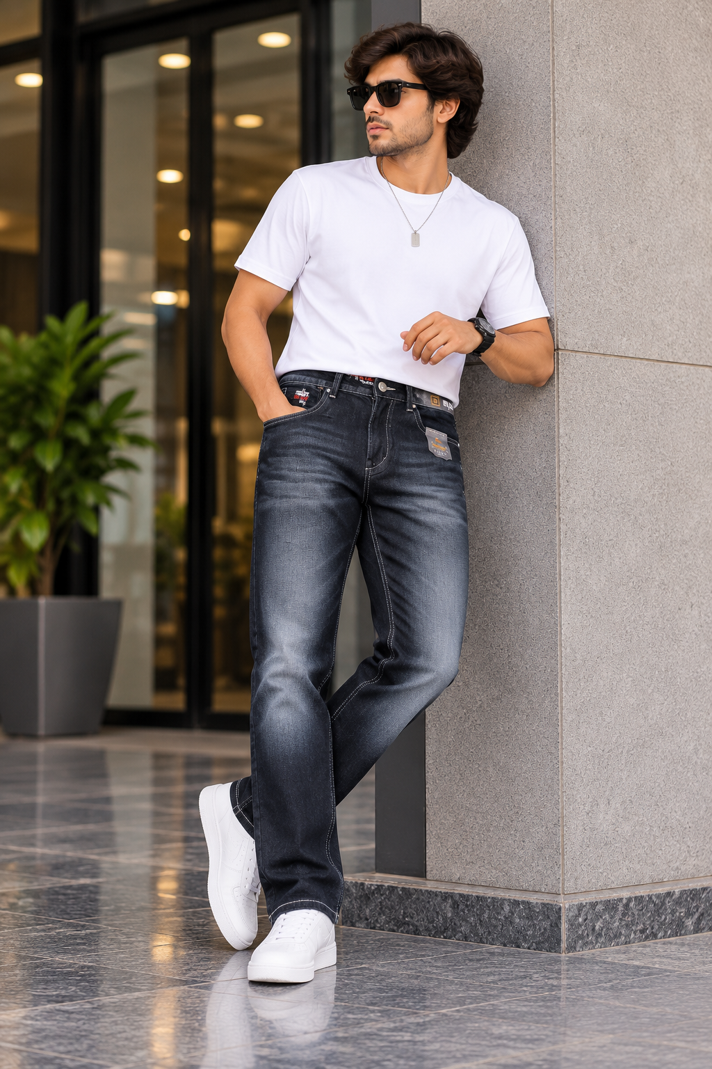 Denim Wash Ankle-fit Jeans