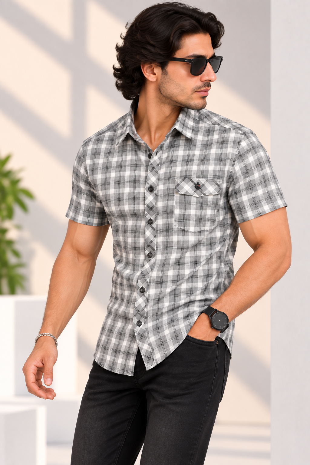 🖤 Urban Race – Shadow Check Plaid Shirt