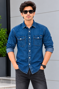 👕 Urban Race — Indigo Rush Denim Half Shirt