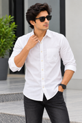 RED & WHITE - Fancy Cotton Plain Shirts