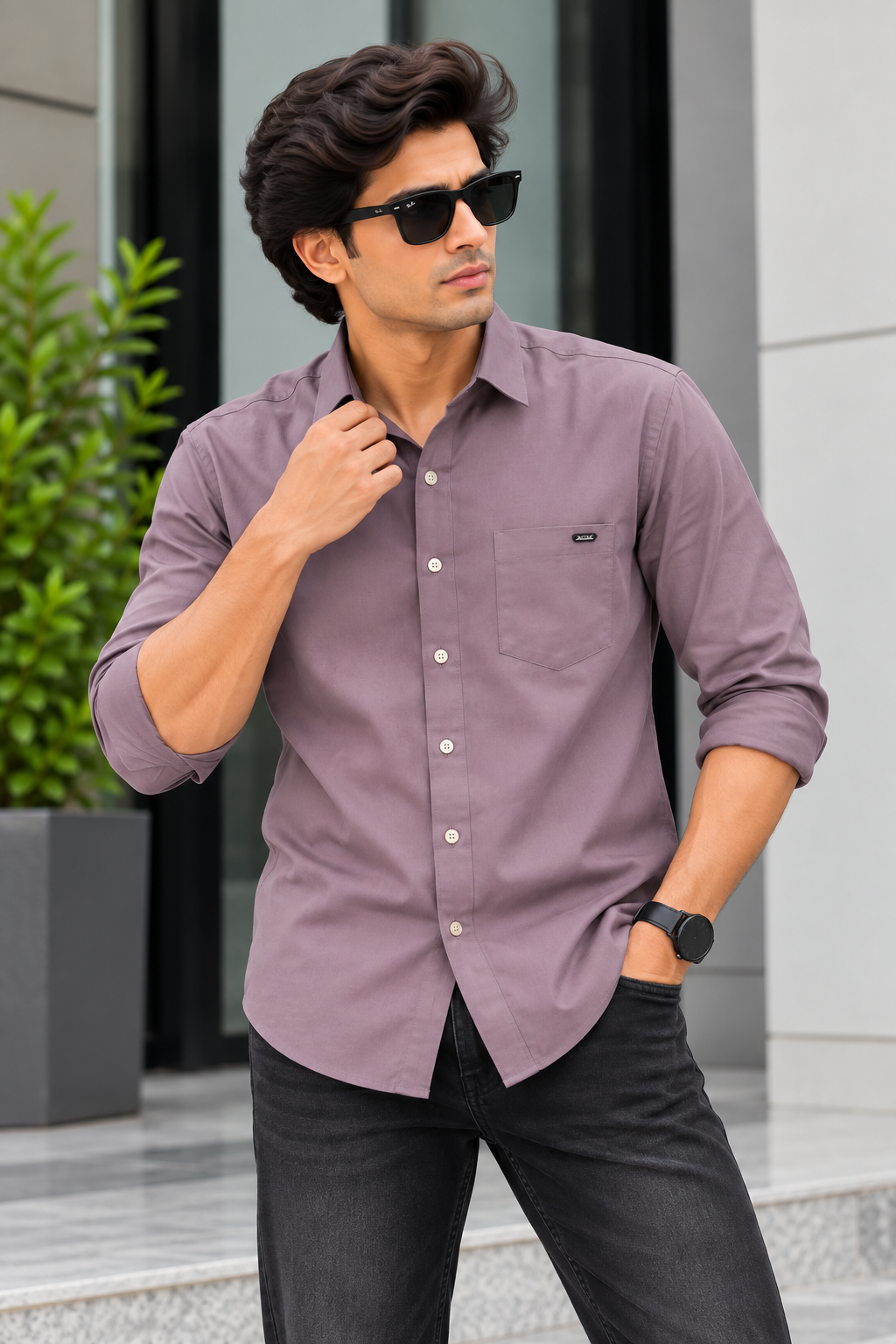 RED & WHITE - Fancy Cotton Plain Shirts