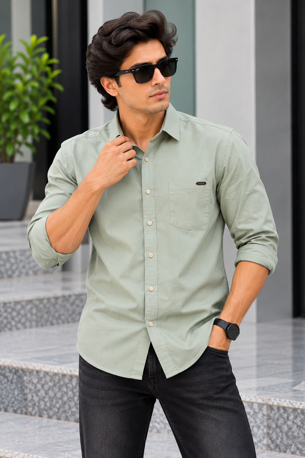 RED & WHITE - fancy Cotton Plain Shirts