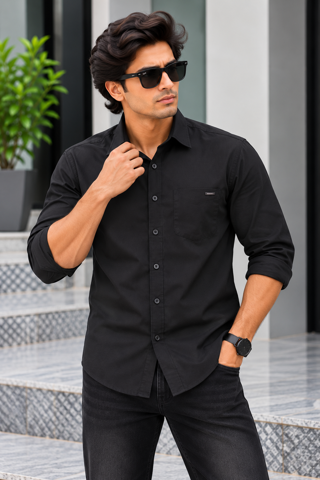 RED & WHITE - fancy Cotton Plain Shirts