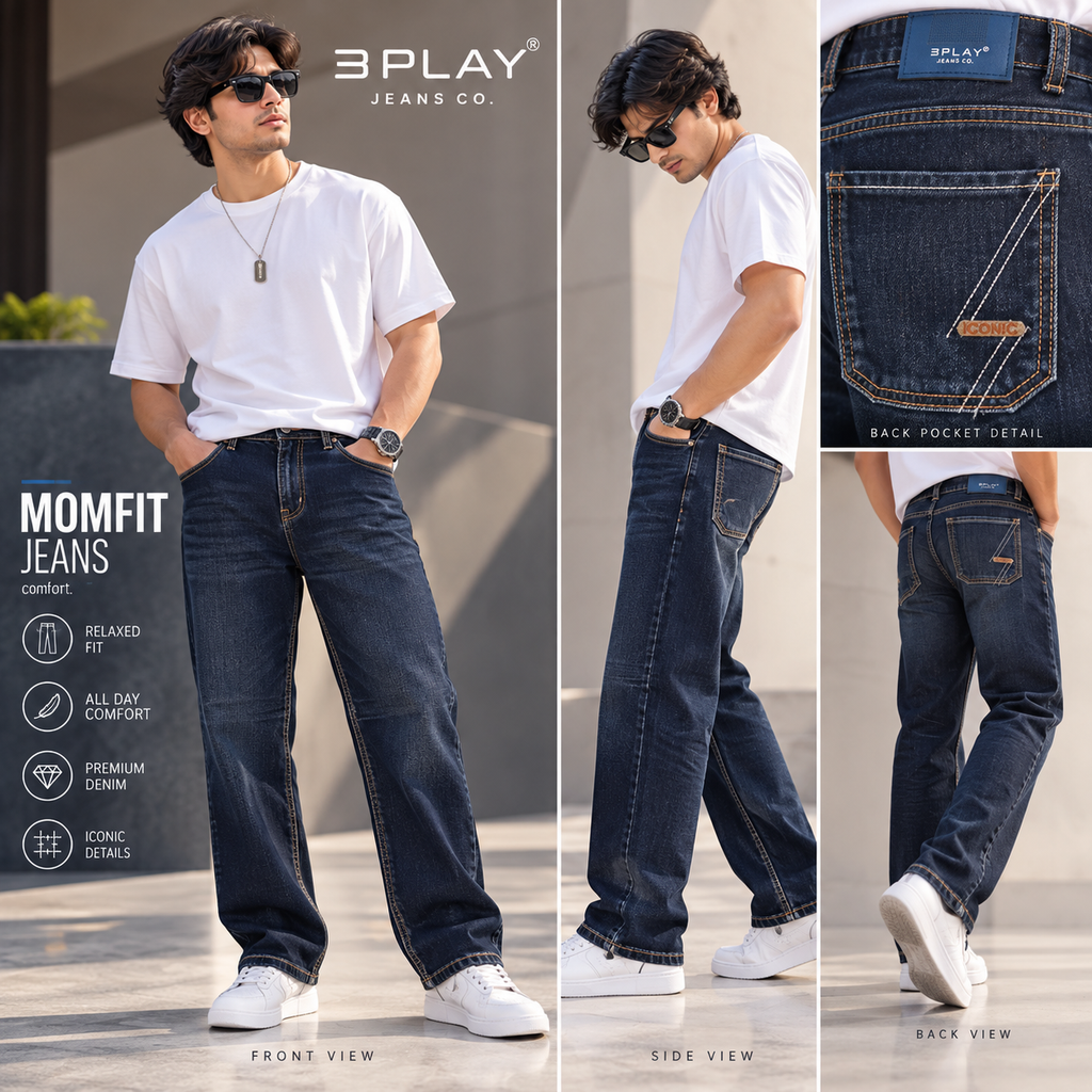 3-PLAY Denim Mom-Fit Jeans