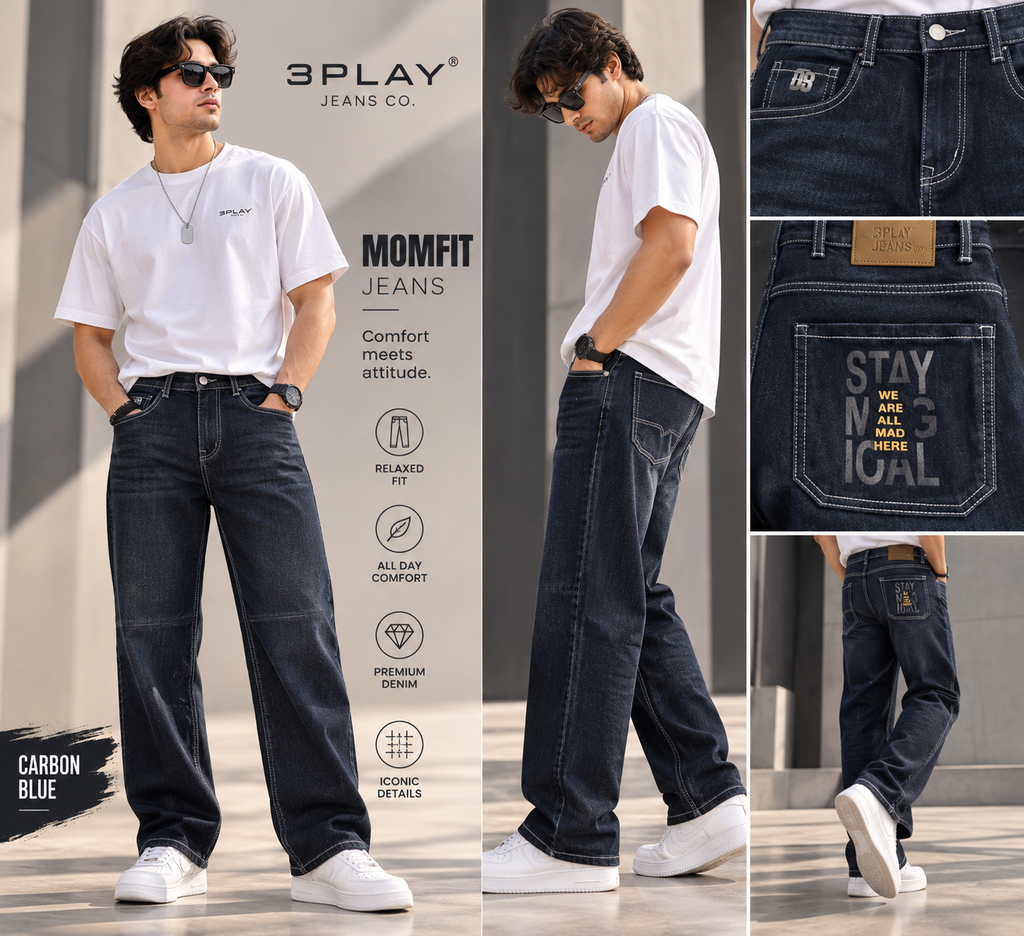 3-PLAY Denim Mom-fit Jeans